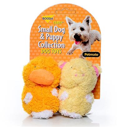 Petmate Presents Booda Terry Duck/Pig 2 Pack 2-Pack. Booda Classic Soft Bite ™ Toys Now Available in Sizes Perfect for your Small Dog or Puppy. Case Pk 30 [23986]