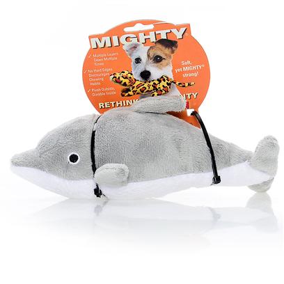 Tuffy's Presents Tuffy's Mighty Ocean Jr Dolphin-Dolly Tuffys Mghty Dlphn. Dolly Jr. - not only Known for their Intelligence, the Dolphin also Makes a Perfect Friend for your Canine Companion! Fetch, Tug and a Nighttime Pillow are all Possible with Dolly Dolphin. 8x 4x 4 [24061]