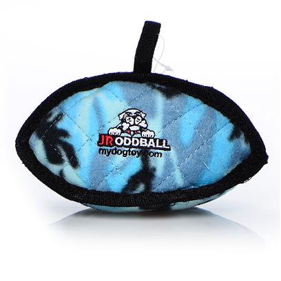 Tuffy's Presents Tuffy's Odd Ball Junior-Blue Camo Chew Toy Tuffys Jr Blue. Jr Odd Ball - has a Unique Shape that Makes it Easy for Dogs to Pick Up, Toss Around and Play with - Great for Fetch! Its Soft Edges Won't Hurt your Dog's Gums. Because of the Unique Shape, the Odd Ball does not have a Squeaker. [24092]