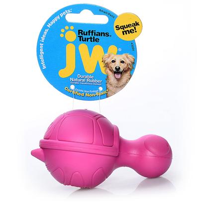 Jw Pet Company Presents Ruffians Rubber Toy Turtle Jw. Squeaking Rubber Dog Toy Fit the Personality of the Dog; Hard Rubber Squeaky Toy ; Distinctive Squeak; Made for Small Dogs; 6 Designs to Choose from the Ruffians will be the Perfect Squeaking Opponent to any Ruff and Gruff Dog. Jw Pet is Known for Exciting, Cutting Edge Design and Durability. The Ruffians are what all the Cool Dogs Want to Play with Now. Made of 100% Natural Rubber and Infused with Vanilla Extract. The Ruffians Toy is Designed so there is no Choking Hazard Posed by the Squeaker. The Entire Line of Tough by Nature Dog Toys are 100% Natural Rubber and Infused with Vanilla Extract. Every Toy is Designed to be Sensitive to the Health and Well Being of the Pet. [24134]