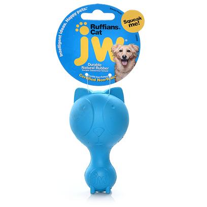 Jw Pet Company Presents Ruffians Rubber Toy Cat Jw. Squeaking Rubber Dog Toy Fit the Personality of the Dog; Hard Rubber Squeaky Toy ; Distinctive Squeak; Made for Small Dogs; 6 Designs to Choose from the Ruffians will be the Perfect Squeaking Opponent to any Ruff and Gruff Dog. Jw Pet is Known for Exciting, Cutting Edge Design and Durability. The Ruffians are what all the Cool Dogs Want to Play with Now. Made of 100% Natural Rubber and Infused with Vanilla Extract. The Ruffians Toy is Designed so there is no Choking Hazard Posed by the Squeaker. The Entire Line of Tough by Nature Dog Toys are 100% Natural Rubber and Infused with Vanilla Extract. Every Toy is Designed to be Sensitive to the Health and Well Being of the Pet. [24137]