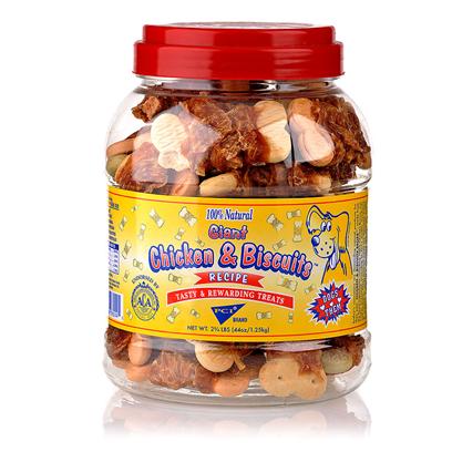 Pet Center Inc. Presents Pet Center Large Chicken & Biscuits 44oz Canister Pci Giant Chix Bisc Can. Giant Chicken and Biscuits, Delicately Baked Bone Shape Cookie with Real Chicken Breast Wrapped Around the Center! 44 Oz. Canister [24238]