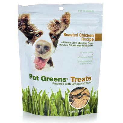 Bellrock Growers Presents Pet Greens Chicken Dog Treats 4oz Bellrock Treat. Available in Roasted Chicken and Savory Beef, our all-Natural Jerky-Style Pet Greens Treats are the only Dog Treats Made with Organic Wheat Grass, an Excellent Source of Green Nutrition. Available in 4 Oz. Bags. All-Natural, 90% Real Meat Recipe - no Artificial Colors or Flavors no Wheat Gluten no Grains or Fi Llers [24255]