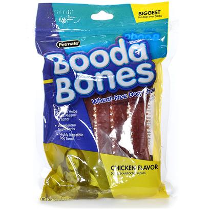 Petmate Presents Booda Biggest Bone-Chicken 2 Pack. Booda Bones Wheat-Free Dog Chews are Designed to Help Fight Plaque and Tartar. With our Wholesome Ingredients Booda Bones are Highly Digestible. Case Pk 36 [24367]
