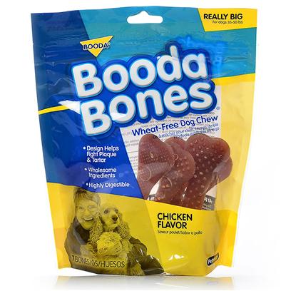Petmate Presents Booda Bones Really Big Wheat-Free Dog Chew-Chicken 7 Pack. Booda Bones Wheat-Free Dog Chews are Designed to Help Fight Plaque and Tartar. With our Wholesome Ingredients Booda Bones are Highly Digestible. Case Pk 36 [24380]