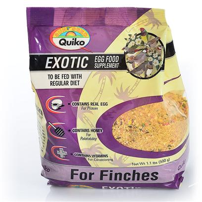 Sun Seed Company Presents Quiko Exotic Eggfood Supplement for Finches 1.1lb Sun Finch. Quiko Eggfoods are Specialty Foods Made with Real Eggs and Honey. Fed in Conjunction with the Birds' Daily Diet, they Provide Increased Protein, Calcium and Nutrients. They are Highly Palatable and Readily Accepted. Protein (Min. 16.5%), Fat (Min. 6.5%), Fiber (Max. 3.0%). [24462]