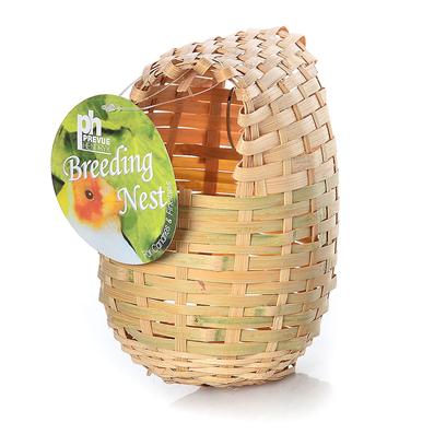 Prevue Presents Keet Large Hut Bamboo Nest. Covered Nest for Breeding Purposes, Natural Fibers to Make the Bird Feel at Home [24559]