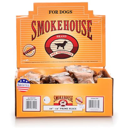 Smokehouse Presents Smokehouse 10-12' Prime Slice Shelf Display Box 20ct Small (Sm) 10' Sw Dsp Bx. Each Prime Slice is Shrink Wrapped and Upc Labeled Stylish Cardboard Display can Fit on Counter or Shelf or in Smokehouse Wire Rack #20000 100% Natural Smoked Beef Product Great Treat for your Dog that Provides Hours of Fun. Great for Keeping Teeth Clean and Healthy. Made in the Usa Supplemental Treat [26057]