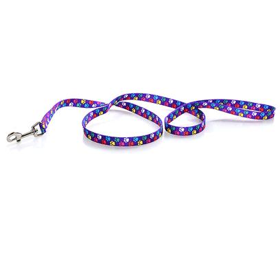 Coastal Presents Nylon Paws Pattern Lead-Multi-Color 5/8' X 4ft. Suitable for Use when Walking Small Dogs, this Fashionable 5/8" X 6' Pet Attire Lead Features a Charming, Multi Colored, "Special Paws" Design and Looks Great with a Matching Collar! Silky, Smooth and Comfortable, this Vibrant, Colorfast Lead is Printed on Both Sides and Features a Generous Handle Section and Sturdy Metal Bolt Snap. 5/8" X 6' Multi-Colored [26141]