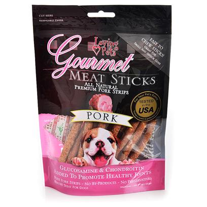 Loving Pets Presents Gourmet all Natural Meat Sticks Pork 6oz. These Gourmet Meat Snacks are 100% all Natural Beef. Glucosamine and Chondroiton are Added for Joint Health, but no Fillers or Preservatives Are. [26486]
