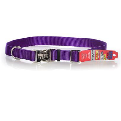 Coastal Presents Titan Adjustable Nylon Collar with Metal Buckle 1' - Purple. All Metal Construction for Superior Strength. Perfect for Tie Out. Convenient, Side Release Buckle. Will not Rust. [26677]