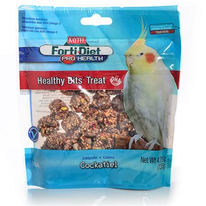 Kaytee Presents Forti Diet Pro Health Canary Healthy Bit Cockatiel 4.75oz. Kaytee Forti-Diet Pro Health Healthy Bits Provide a Crunchy, Fun-to-Eat Treat for your Pet. Healthy Bits are Made with Nuts, Fruit, Seeds and a Touch of Honey, all Packed into a Perfect Size Morsel to Offer by Hand or in a Treat Dish. Kaytee Added Dha Omega-3 to Support Heart, Brain and Visual Functions and Natural Prebiotics and Probiotics to Aid in the Digestive Health of your Pet. 4.75 Oz [26791]