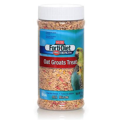 Kaytee Presents Forti Diet Pro Health Oat Groats Treat Jar 11oz. Kaytee Forti-Diet Pro Health Oat Groats are a Good Source of Protein and Additional Nutrients for all Birds. Kaytee Products is Dedicated to the Health and Well Being of your Pet. [26801]
