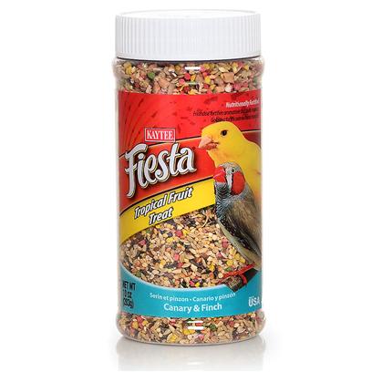 Kaytee Presents Kaytee Fiesta Canary/Finch Tropical Fruit Jar 10oz. Kaytee Fiesta Treats are a Fun Way to Add Variety to your Pet's Diet. Fiesta Treats are a Nutritionally Fortified Blend of Seeds and Carefully Selected Fruits, Nuts and Vegetables. Kaytee Products is Dedicated to the Health and Well Being of your Pet. Feeding Instructions Feed in a Separate Dish or Sprinkle Directly on their Daily Diet. Treats Add Variety and can be Fed Up to 20% of the Total Food Intake. Discard Unused Portion if Soiled. Small Birds 10 Oz [26811]