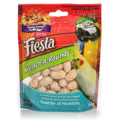 Kaytee Presents Kaytee Fiesta Krunch a Rounds Avian Peanut 2oz. Kaytee Fiesta Krunch-a-Rounds are a Crunchy and Delicious Treat for your Pet. A Peanut Center is Rolled in a Crispy Rice Coating and then Covered with Sesame Seeds. Pets Love the Premium Quality Ingredients from the Experts at Kaytee. Feeding Instructions Treats Add Variety and can be Fed Up to 20% of the Total Food Intake. Discard Unused Portion if Soiled. The Majority of your Pet's Diet should Consist of One of Kaytee's Nutritionally Fortified Diets, Such as Fiesta Max, Forti-Diet Pro Health or Exact Branded Products. For Additional Variety Feed your Pet One of Kaytee's Many Other Treat Products. Not Intended for Human Consumption. All Birds 2 Oz [26820]