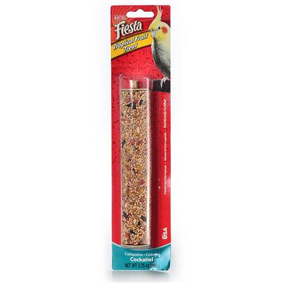 Kaytee Presents Kaytee Fiesta Cockatiel Tropical Fruit Stick 3.75oz. Kaytee Fiesta Treat Sticks are a Fun-to-Eat Way to Add Variety and Activity to your Pet's Diet. Choose from any of the Fresh Tasting Flavors to Provide a Healthy Treat Made from Fortified, Nutritious Ingredients. Kaytee Products is Dedicated to the Health and Well Being of your Pet. Feeding Instructions Place Treat Stick in your Pet's Habitat. For Best Results Alternate Varieties and Limit to 1 Stick Per Animal Per Week. Treats Add Variety and can be Fed Up to 20% of the Total Food Intake. Discard Unused Portion if Soiled. Medium Birds 25 Lb [26834]