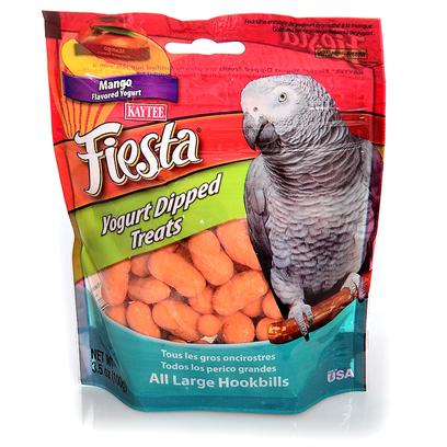 Kaytee Presents Kaytee Fiesta Yogurt Dip Parrot Mango 3.5oz Kt Yog Prt. Kaytee Fiesta Yogurt Dipped Treats are Crunchy Fortified Nuggets with a Smooth, Delicious, Fruit Flavored Yogurt Coating. Yogurt Dipped Treats are a Healthy and Fun Treat for your Pet! Pets Love the Premium Quality Ingredients from the Experts at Kaytee. Feeding Instructions Treats Add Variety and can be Fed Up to 20% of the Total Food Intake. Discard Unused Portion if Soiled. The Majority of your Pet's Diet should Consist of One of Kaytee's Nutritionally Fortified Diets, Such as Fiesta Max, Forti-Diet Pro Health or Exact Branded Products. For Additional Variety Feed your Pet One of Kaytee's Many Other Treat Products. Not Intended for Human Consumption. Large Birds 3.5 Oz [26839]