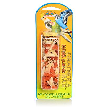 Sun Seed Company Presents Grainola Papaya Almond Bar 2.5oz (Card) Sun Small (Sm) Hook. A Blend of Papaya and Almonds on Top of Farm Fresh Seeds Make this a Delightful Treat which is Sure to Please. Protein (Min. 12%), Fat (Min. 7%), Fiber (Max. 15%). [26855]
