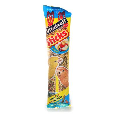 Vitakraft Presents Canary Fruit Sticks 2 Pack. Fruit Stick for Canaries Contain only Top Quality Ingredients Such as Specially Selected Seeds Plus Vitamins, Minerals and Honey all Baked Three Times on an all Natural Wooden Stick. 60g./2 Oz. [26859]