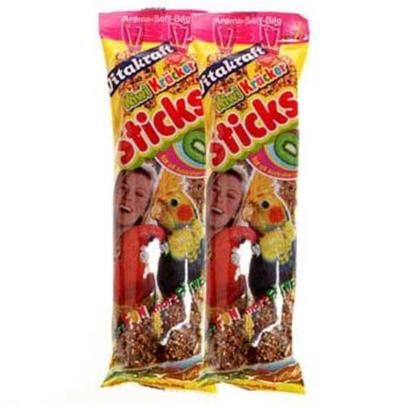Vitakraft Presents Cockatiel Kiwi Glazed Sticks 2 Pack. Kiwi Flavored Sticks are Triple-Baked! Specially Selected Seeds Plus Vitamins & Minerals. Includes Clip for Fastening to Cage Wire. Fun, Tasty Wholesome Treat Cockatiels will Love. 2 Pc [26861]