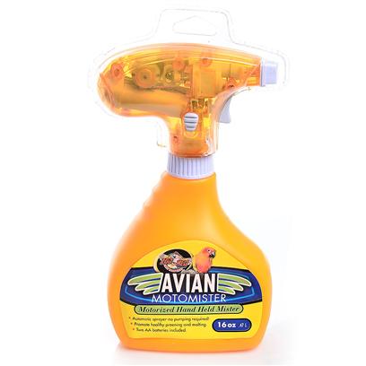 Zoo Med Laboratories Presents Avian Moto Mister 16oz. Motorized Hand Held Mister. •Automatic Sprayer-no Pumping Required. • Promotes Healthy Preening and Molting. • Two Aa Batteries Included. • 16oz. (.47l) Capacity. [26913]