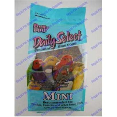 Pretty Bird International Presents Daily Select-Mini Size Birds (Canaries & Other Small Birds) 5lb Bag. Our Original Multicolored, Multi-Shaped, Extruded Bird Food Containing 14% Protein and 5% Fat. Sized for Canaries and Finches. Packaged in 5 Lb. Bags Manufactured 6 Per Case [26979]