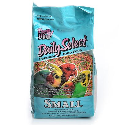 Pretty Bird International Presents Daily Select Small Small-2lb. Our Original Multicolored, Extruded Bird Food Containing 14% Protein and 5% Fat. Sized for Budgies, Lovebirds, Cockatiels, Small Conures and Other Similarly Sized Hookbills. Packaged in 2 Lb. Bags Manufactured 6 Per Case [26980]