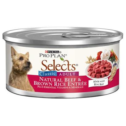 Nestle Purina Petcare Presents Purina Pro Plan Select Natural Beef & Brown Rice Entree Canned Dog Food 5.5oz Cans/Case of 24. About Savor® Adult Beef & Brown Rice Entrée Classic Made with Real Beef Balanced Nutrition Helps Support a Strong Immune System Rich in Omega Fatty Acids for a Healthy Coat High-Quality Ingredients for Great Taste Optimal Protein and Fat Levels Help Promote Ideal Body Condition [27248]