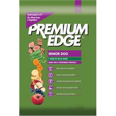 Diamond Pet Foods Presents Premium Edge Lamb and Rice Dry Dog Food for Senior 35lb. Analysiscrude Protein 20.0% Minimumcrude Fat 10.0% Minimumcrude Fiber 3.0% Maximummoisture 10.0% Maximumcalcium 1.1% Minimumphosphorus 0.9% Minimumzinc 175 Mg/Kg Minimumselenium 0.4 Mg/Kg Minimumvitamin E 150 Iu/Kg Minimumtaurine * 0.1% Minimumomega-6 Fatty Acids 1.7% Minimumomega-3 Fatty Acids 0.25% Minimumglucosamine Hydrochloride 720 Mg/Kg Minimumchondroitin Sulfate 240 Mg/Kg Minimum* not Recognized as an Essential Nutrient by the Aafco Dog Food Nutrient Profile.Calorie Content 3, 421 Kcal/Kg (320 Kcal/Cup) Calculated Metabolizable Energy. [27483]
