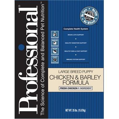 Diamond Pet Foods Presents Professional Dry Chicken and Barley for Large Breed Puppies 35lb Bag. Professional's Complete Health System Provides your Large or Giant Breed Puppy with Optimal Nutrition for Optimal Health. Proper Levels of Protein and Fat, Along with Added L-Carnitine will Help Support Normal Growth and Development of your Puppy's Muscles, Bones, and Joints. This Formula is Enhanced with Dha to Support Brain and Vision Development, Fresh Chicken for Great Taste, Fatty Acids for Healthy Skin and Coat and Many Other Features to Help your Puppy Grow into a Strong, Vibrant Adult Dog. [27551]
