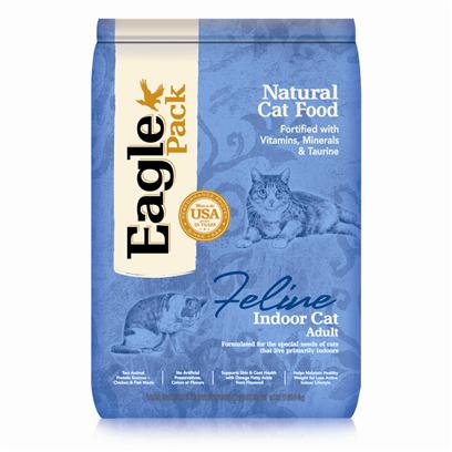 Wellpet Presents Eagle Pack Natural Cat Food Indoor Formula for 12lb Bag. Eagle Pack Natural Pet Foods Deliver the Right Balance of Proteins, Fats, Carbohydrates, Antioxidants and Omega Fatty Acids for Results you can see – Shiny Coat, Bright Eyes, Good Digestion and Energetic Spirit. Over the Years, the Formulas have been Performance-Proven with Indoor Sun Loungers, Neighborhood Prowlers and Outdoor Butterfly Chasers. You Too can Count on our American-Made Foods to Naturally Fuel your Pet's Daily Adventures, Both Big and Small.Formulated for the Special Needs of Cats that Live Primarily Indoors.Omega Fatty Acids in Flaxseed Help Maintain Healthy, Nourished Skin that Helps Control Shedding.Formulated with a Moderate Amount of Fat and Calories to Support the Reduced Activity and Exercise Levels of an Indoor Lifestyle.Formulated with 32% More Fiber than our Original Adult Formula to Help Keep Indoor Cats Satisfied Between Meals and Support Healthy Digestion.Instead, our Formulas are Preserved Naturally, and Include Healthy, Flavorful Ingredients.A Variety of Proteins Helps Support Healthy Muscle Tone while Providing a Great Flavor Even Finicky Cats Love. [27876]