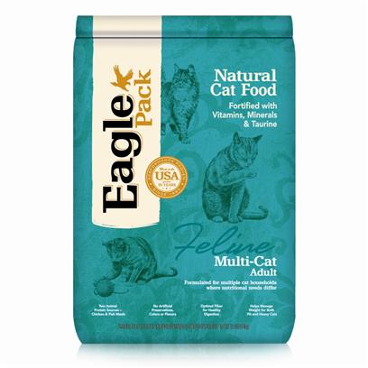 Wellpet Presents Eagle Pack Natural Pet Food Multi-Cat Formula 12lb Bag. Eagle Pack Natural Pet Foods Deliver the Right Balance of Proteins, Fats, Carbohydrates, Antioxidants and Omega Fatty Acids for Results you can see – Shiny Coat, Bright Eyes, Good Digestion and Energetic Spirit. Over the Years, the Formulas have been Performance-Proven with Indoor Sun Loungers, Neighborhood Prowlers and Outdoor Butterfly Chasers. You Too can Count on our American-Made Foods to Naturally Fuel your Pet's Daily Adventures, Both Big and Small. Eagle Pack is Nutrition in Action.™ Nutrition Analysis Crude Protein (Min.) 33.00% Crude Fat (Min.) 12.00% Crude Fat (Max.) 15.00% Crude Fiber (Max.) 4.00% Moisture (Max.) 10.00% Ingredients Chicken Meal, Ground Brown Rice, Ground Yellow Corn, Corn Gluten Meal, Chicken Fat (Preserved with Natural Mixed Tocopherols), Anchovy & Sardine Meal, Dried Egg Product, Brewers Dried Yeast, Oat Fiber, Dried Beet Pulp, Natural Chicken Flavor, Sun-Cured Alfalfa, Flaxseed, Tomato Pomace, Salt, Potassium Chloride, Menhaden Fish Oil, Carrots, Peas, Choline Chloride, Taurine, Cranberries, Dl-Methionine, Vitamins [Vitamin E Supplement, Ascorbic Acid (Vitamin C), Niacin Supplement, Vitamin a Supplement, D-Calcium Panothenate, Pyridoxine Hydrochloride, Thiamine Mononitrate, Vitamin D-3 Supplement, Biotin, Vitamin B-12 Supplement, Folic Acid], Minerals [Polysaccharide Complexes of Zinc, Iron, Manganese and Copper, Cobalt Carbonate, Potassium Iodate, Sodium Selenite], Lecithin, Rosemary Extract, Yucca Schidigera Extract, Dried Lactobacillus Acidophilus, Lactobacillus Casei, Enterococcus Faecium, Bacillus Subtilis, Bacillus Licheniformis, Aspergillus Oryzae and Aspergillus Niger Fermentation Products, Mixed Tocopherols (a Natural Preservative). What it's Made without no Artificial Colors, Flavors of Preservatives [27878]