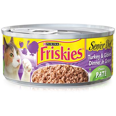 Nestle Purina Petcare Presents Friskies Classic Pate Turkey and Giblets for Senior Cats 5.5oz Cans/Case of 24. Analysis Crude Protein (Minimum)9.00% Crude Fat (Minimum)3.50% Crude Fiber (Maximum)1.50% Moisture (Maximum)82.00% [27949]