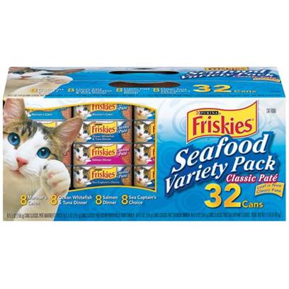 Nestle Purina Petcare Presents Friskies Canned Seafood Variety Pack for Cats 5.5oz Cans/Case of 32. Analysis see Individual Product Details for Guaranteed Analysis. [27952]