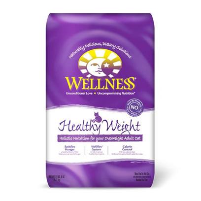 Wellpet Presents Wellness Dry Cat Food for Adult Healthy Weight Recipe 11.5lb Bag. Healthy Weight is a Well-Rounded, Solution-Focused Diet of Meats, Grains and Fruits for Cats with a More Sedentary Lifestyle. Recipe is Developed Based on the Nutrition that Overweight Cats Need to Remain Healthy with Less Caloric Intake. These Cats Tend to Gain Weight (Lifestyle is More Sedentary), Experience Hip and Joint Problems (from Carrying Excessive Weight or Aging), and Tend to Eat More (because they do not Feel Full).Key Benefits Highly Palatable Proteins from Quality Sources to Build Lean Muscle Mass and a Healthy Blend of Fiber to Feel Full Longer Lower Fat and Fewer Calories to Support Weight Control Triple Cranberry System with Three Sources of Cranberries and a Guaranteed Magnesium Level to Help Promote Healthy Urinary Tract Function Wellflex System with Glucosamine and Chondroitin to Help Maintain Healthy Hips and Joints no Wheat, Meat by-Products, or Artificial Colors, Flavors or Preservativesnutrition Analysiscrude Protein not Less than 30.0%Crude Fat not Less than 8.0%Crude Fiber not More than 4.0%Moisture not More than 11.0%Ash not More than 6.5%Magnesium not More than 0.098%Vitamin E not Less than 300 Iu/Kgtaurine not Less than 0.2%Ingredientsdeboned Chicken, Chicken Meal, Rice, Ground Barley, Ground Rice, Whitefish Meal, Natural Chicken Flavor, Tomato Pomace, Chicken Liver, Oat Fiber, Cranberries, Olive Oil, Chicory Root Extract, Cranberry Extract Powder, Cranberry Fiber, Flaxseed, Potassium Chloride, Vitamins (Vitamin E Supplement, Niacin, Ascorbic Acid (Vitamin C), Thiamine Mononitrate, Calcium Pantothenate, Riboflavin, Pyridoxine Hydrochloride, Beta-Carotene, Vitamin a Supplement, Vitamin D-3 Supplement, Folic Acid, Biotin, Vitamin B-12 Supplement), Choline Chloride, Minerals (Zinc Proteinate, Zinc Sulfate, Iron Proteinate, Ferrous Sulfate, Copper Sulfate, Copper Proteinate, Manganese Proteinate, Manganese Sulfate, Calcium Iodate, Sodium Selenite), Glucosamine Hydrochloride, Chondroitin Sulfate, Yucca Schidigera Extract, Dried Kelp, L-Carnitine, Lactobacillus Plantarum, Enterococcus Faecium, Lactobacillus Casei, Lactobacillus Acidophilus, Taurine, Rosemary Extract.This is a Naturally Preserved Product. What it's Made Withoutmeat by-Products, Corn or Corn Gluten, Soy, Artificial Preservatives, Wheat or Wheat Gluten or Artificial Flavors, Colors or Dyes [28105]