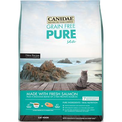 Canidae Presents Felidae Dry Grain Free Pure Sea Salmon Cat Food 15lb Bag. Analysis Crude Protein (Min.) 40.00% Crude Fat (Min.) 20.00% Crude Fiber (Max.) 1.50% Moisture (Max.) 9.00% Linoleic Acid (Omega 6) (Min.) 3.75% Iron (Min.) 150.00 Mg/Kg Zinc (Min.) 135.00 Mg/Kg Vitamin E (Min.) 200.00 Iu/Kg Taurine (Min.) 0.25% Alpha Linolenic Acid (Omega 3)* (Min.) 0.75% Ascorbic Acid (Vitamin C) (Min.) 50.00 Mg/Kg Lactobacillus Acidophilus (Min.) 100 Million Cfu/Lb. Cellulase* (a) (Min.) 100 Cmcu/Kg [28111]