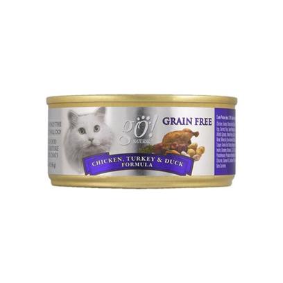Petcurean Presents Go! Fit + Free Grain Chicken/Turkey/Duck Canned Cat Food 5.5oz Cans-Case of 24. Analysis Crude Protein - (Min) 12% Available in 5.5 Oz Cans Crude Fat - (Min) 8% Crude Fiber - (Max) .5% Moisture - (Max) 78% [28128]