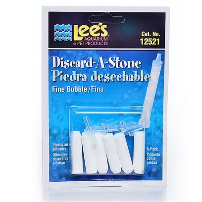 Lee's Presents Lees Discard-a-Stone-Fine Fine-6 Pack. Disposable Discard-a-Stone Air Diffusers with Reusable Inserts for Attaching Airline. Excellent Aeration Device for Use in under Gravel Filters, Corner Filters, or just as Decorations. [28225]