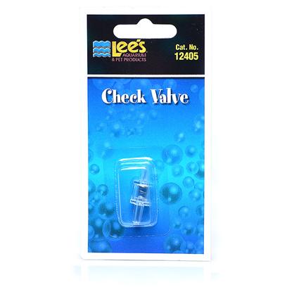Lee's Presents Lees Check Valve 1. Helps to Protect Furniture, Carpeting and Precious Live Stock. In Case of a Power Outage or Pump Failure, the Check Valve is Intended to Slow Down the Sudden Reversal of Air Flow, Helping to Prevent a Siphon Action from Starting. Packaging Blister Card [28258]