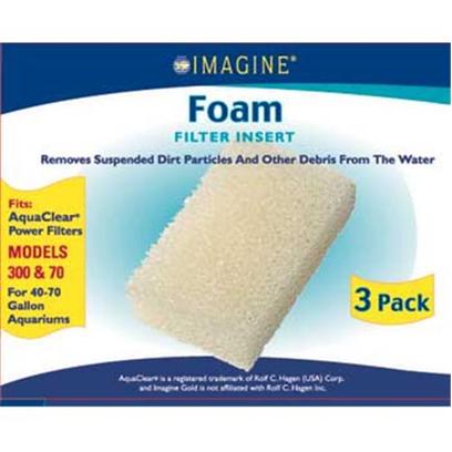 Imagine Gold Presents Imagine Gold Aquaclear 70(300) Foam Insert Fits Models 300 & 70-3 Pack. Removes Suspended Dirt Particles and Other Debris from the Water Fits Aquaclear(R) Power Filter Models 300 & 70, for 40-70 Gallon Aquariums [28584]