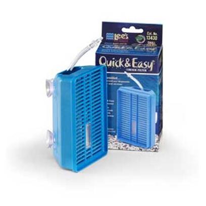 Lee's Presents Lees Quick & Easy Corner Filter-Small Small. A Mechanical Filtration System that is Complete, Ready for Installation in your Aquarium. Simply Attach to Airline and Pump. The Special Design Allows for Maximum Water Circulation. It has 3 Suction Cups for Stability. The Solid Plastic Window on the Filter Cover Allows Viewing for Maintenance Requirements. Maintenance is done in 3 Quick & Easy Steps [28611]