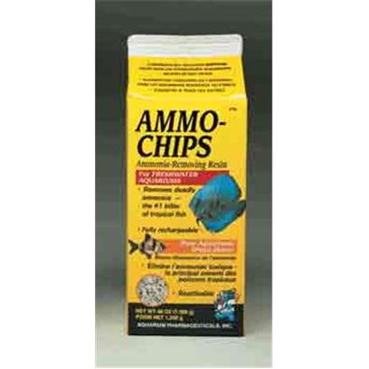 Aquarium Pharmaceuticals Presents Aquarium Pharmaceuticals (Ap) Ammo Chip Carton 1 Quart/26oz. An Economical Ammonia Remover Developed Especially for Freshwater Aquariums. Great in Outdoor Ponds and Aquariums. Protects Against Ammonia Build-Up or Surge. Keeps Goldfish Healthy and Goldfish Bowls Clean for Up to Two Weeks. 1/2 Gallon Box, 48 Oz. 1/4 Cup for Each 10 Gallons of Aquarium or Pond Water [28678]