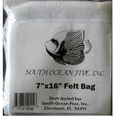 South Ocean Five Presents Ocean 5 Felt Media Bag 7x16 Filter (5 X 16'). The Felt Media Bag (10 Oz. Density) is a Combination of Felt Material and Polyester Material Sewn Together. The Two Layers Give Added Strength for Holding any Substrates without Stretching as Well as Filtering the Water. This Media Bag is Made from 100% Polyester with a Polyester Tie Cord, Sewn with a Five-String Merrow Machine with a Full Safety Stitch Inside. 5"X16" [28832]