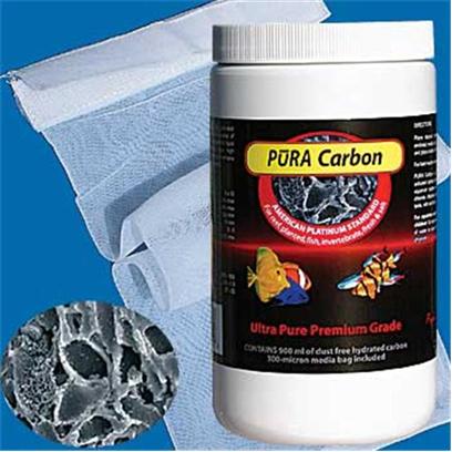 Pura (Magnavore) Presents Pura Carbon 1.4 Liter. Pra Carbon is an Acid Washed, Phosphate-Free, Virgin, Activated Carbon Made from the Highest Select Grades of Bituminous Coal and Specifically Designed for Liquid Phase Applications. High Adsorption Capacity. The Lowest Ash Content of any Carbon on the Market. Dust Free - Ro-Water Rinsed and Hydrated. Ideal for the Most Delicate Invertebrates. Maintains High Resistance to Mechanical Degradation. Convenient to Implement, Comes with a 6' X 12' 300-Micron Media Bag. [28847]