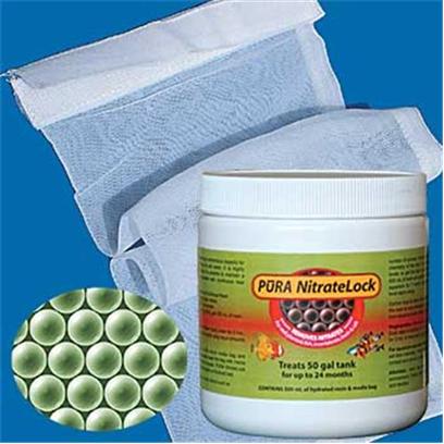 Pura (Magnavore) Presents Pura Nitratelock 500ml Treats 50gal. Nitratelock is a Very Unique Product. It is the only True Nitrate Remover that Works 100% in Fresh and Saltwater! Nitratelock Rapidly Removes and Maintains Extremely Low to Non-Measurable Levels of Nitrates in Fresh and Saltwater Aquariums. Pura Nitratelock in Freshwater will Remove and Maintain Nitrate Levels Up to the Resin Maximum Capacity Before Regeneration will be Necessary. In Saltwater Expect Half of the Present Nitrates to be Removed Prior to Regeneration. After Each Regeneration Half of the Present Nitrates will be Removed Drastically Reduces Number of Necessary Water Changes. Long Lasting, can be Regenerated 100's of Times. Regeneration is Accomplished with Plain Table Salt, Quick and Completely Safe. Completely Safe for Even the Most Delicate Invertebrates. [28853]