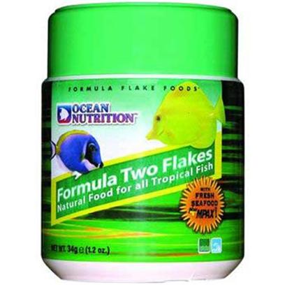 Ocean Nutrition Presents Onutr Formula Two Flake 1.2oz. Freshwater and Marine. Another Gourmet Natural Food Boosted with Extra Algae to Please the More Herbivorous Marine and Freshwater Fish. The Key Ingredients are the Same as for Formula One, but it Contains in Addition Marine Algae and Spirulina. Ideal for the More Omnivores that Need Extra Plant Material [29384]