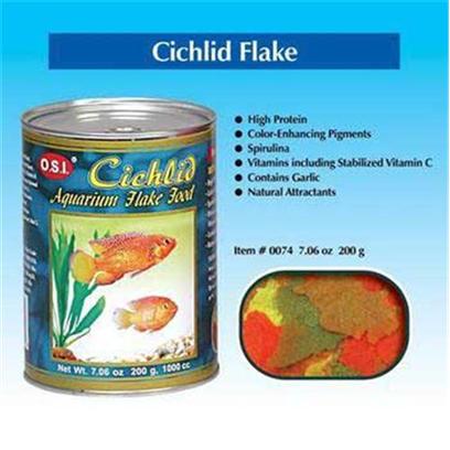 Ocean Star International Presents Ocean Star International (Osi) Flake Cichlid 1oz. O.S.I. Cichlid Flake Food is a Basic Diet Formulated with High Protein Levels to Meet that Active Lifestyle of South, Central and African Cichlids. High Levels of Fat in the Diets Provide Extra Energy for these Active Fishes. Color-Enhancing Pigments, Spirulina and all Vitamins Necessary for Good Health are Included. [29403]
