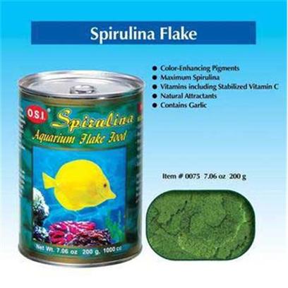 Ocean Star International Presents Ocean Star International (Osi) Flake Spirulina 7.06oz. O.S.I. Spirulina Flake Food Provides a High Amount of Spirulina to your Fishes. It can be Fed to Both Freshwater and Saltwater Fishes. Spirulina is a Strong Natural Source of Pigments for Coloring your Fishes and also Contains Calcium Spirulan to Help Stimulate your Fishes' Immune System. The Flakes also Contain all Vitamins Necessary for Good Health. [29420]