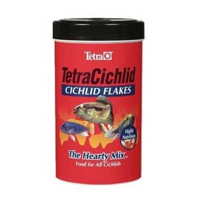 Tetra Usa Presents Tetra Cichlid Flake Food 5.65oz-Large. Tetracichlid Flakes Provide Nutrition and Energy for the Well-Being of Top and Mid-Water Feeding Cichlids, Including Immature South American and Central American Cichlids and all African Cichlids. The Flakes Stay Firm and Won't Disintegrate when Fish Strike Them. [29440]
