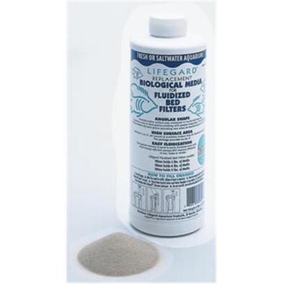 Lifegard Aquatics Presents Lifegard Aquatics (Lfgd) Fluidized Bed Media-3lbs. Due to its Unique Shape, the Lifegard Fluidized Bed Filter is an Extremely Efficient...High Capacity Biological Filter. Aquatic Organisms Excrete Toxic Ammonia as a Metabolic Waste Product...With Additional Ammonia Produced as Food and Other Organic Matter Breaks Down and Decomposes. This Toxic Ammonia (Nh3) is Converted to Another Toxic Compound Nitrite (No2) by the Nitrosomonas Species of Bacteria. The Nitrite is then Converted to a Relatively Non Toxic Compound Called Nitrate (No3) by the Nitrobacter Species of Bacteria. This Process is Known as Nitrification. A Biological Filter is a Vessel where Nitrification Occurs and Soluble Waste is Removed. Beneficial Bacteria Attach to the Media Within the Lifegard Fluidized Bed Filter... Creating a Thin Film Around the Sand Grains. Water is Pumped Up through the Unit...Lifting the Sand into a Fluidized Bed. The Beneficial Bacteria Attached to the Media Draw in Dissolved Wastes (Ammonia and Nitrite), Oxygen Supplied by Exclusive Water Fall Device and Other Required Nutrients from the Passing Water Converting them to Relatively Harmless Nitrate. The Sand Grains are in Continual Free Fall through the Water...Resulting in an Excellent Transfer Capability Between the Liquid and the Bacterial Film on the Media. The Enormously High Surface Area Combined with this Excellent Transfer Capability Creates the Perfect Habitat for Bacterial Growth. In Addition, the Sand Grains Bump into Each Other Frequently...Knocking off Excess Debris and Providing a Self Cleaning Function which Allows New Areas for Bacterial Growth. The Lifegard Fluidized Bed Filter has been Tested and Proven to Supply the Highest Level of Effluent Water Quality and will Respond Quickly and Efficiently to Severe Changes in Ammonia Levels Caused by over Feeding or the Addition of Too Many Fish at One Time. To Obtain Highest Water Quality... A Lifegard Fluidized Bed Filter should be Part of the System. For Systems to 300gal Holds 3lbs of Media 17' High [29629]